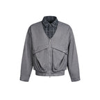Men's short-cut utility bomber jacket with V-neck, patch pockets, and front zipper Fashion Glam