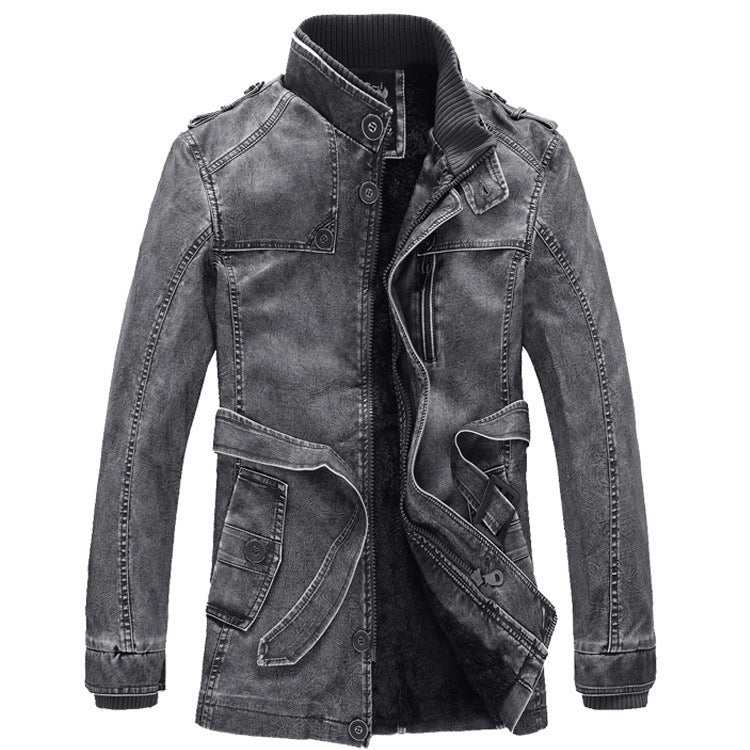 Men's Thermal Denim Parka with Sherpa Lining, High Collar and Multifunctional Pockets Fashion Glam