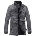 Men's Thermal Denim Parka with Sherpa Lining, High Collar and Multifunctional Pockets Fashion Glam