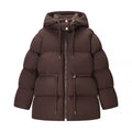 Ladies Quilted Hooded Down Jacket with Waist Adjustment and Wide Oversize Cut Fashion Glam