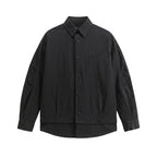 Unisex Oversized Shirt Jacket with Two-Layer Hem, Chest Welt Pocket and Structured Cotton Blend Fashion Glam