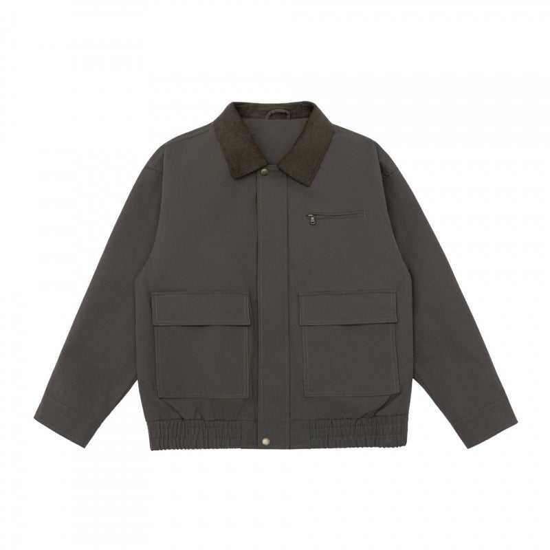 Unisex Boxy Utility Jacket with Cord Collar, Patch Pockets, and Elastic Hem Fashion Glam