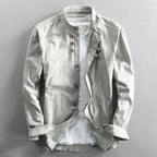 Men's Stand Collar Shirt with Hidden Button Placket and Modern Details Fashion Glam