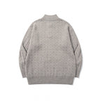 Unisex Oversize Braided Knit Half-Zip Sweater with Short Stand-Up Collar and Wide Ribbed Hem Fashion Glam