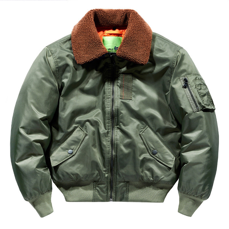 Men's pilot bomber jacket with teddy collar, water-repellent nylon shell and sleeve utility pocket Fashion Glam