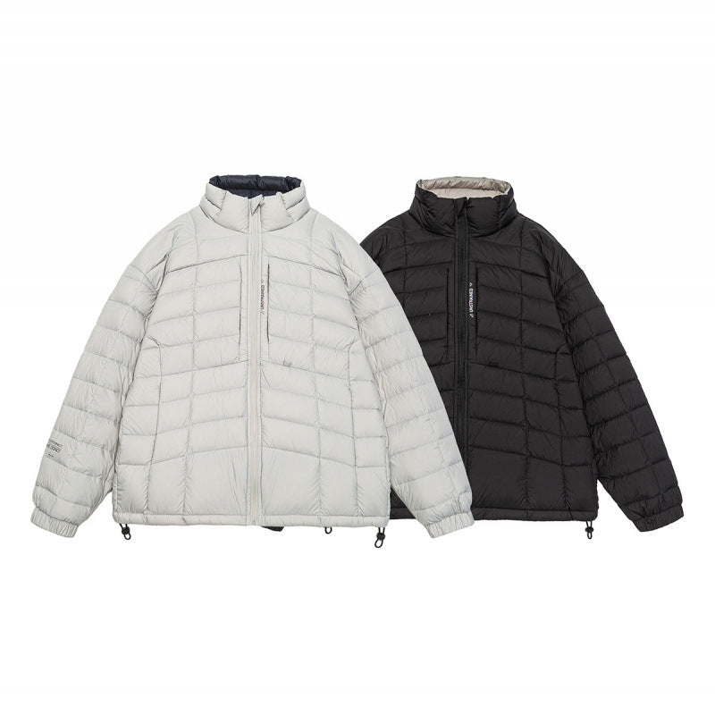Unisex Short Boxy Insulation Jacket with Light Thermal Padding, High Stand-Up Collar and Drawstring Hem Fashion Glam