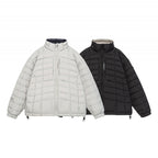 Unisex Short Boxy Insulation Jacket with Light Thermal Padding, High Stand-Up Collar and Drawstring Hem Fashion Glam