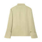 Women's Asymmetric Blouse Jacket with Stand-Up Collar and Flared Cuffs Fashion Glam