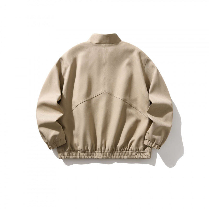 Unisex Light Oversized Zip Jacket in Bomber Style with Stand-up Collar and Elastic Hem Fashion Glam
