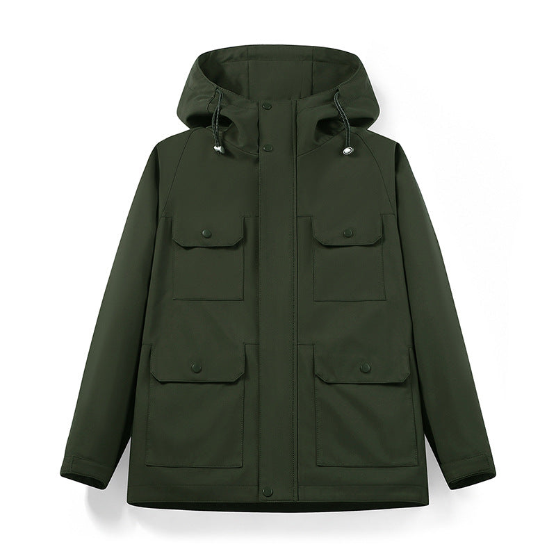 Men's water-repellent field jacket with hood and multifunctional pockets Fashion Glam