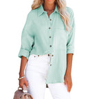 Women's loose shirt with button placket and chest pocket Fashion Glam