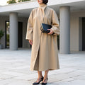 Women's Oversize Cocoon Coat with High Stand-Up Collar and Concealed Button Placket Fashion Glam