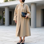 Women's Oversize Cocoon Coat with High Stand-Up Collar and Concealed Button Placket Fashion Glam
