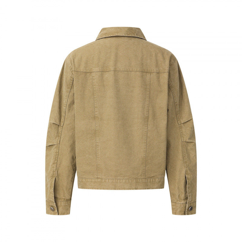 Unisex Boxy Denim Jacket in Worker Look with Metal Button Placket and Chest Pockets Fashion Glam