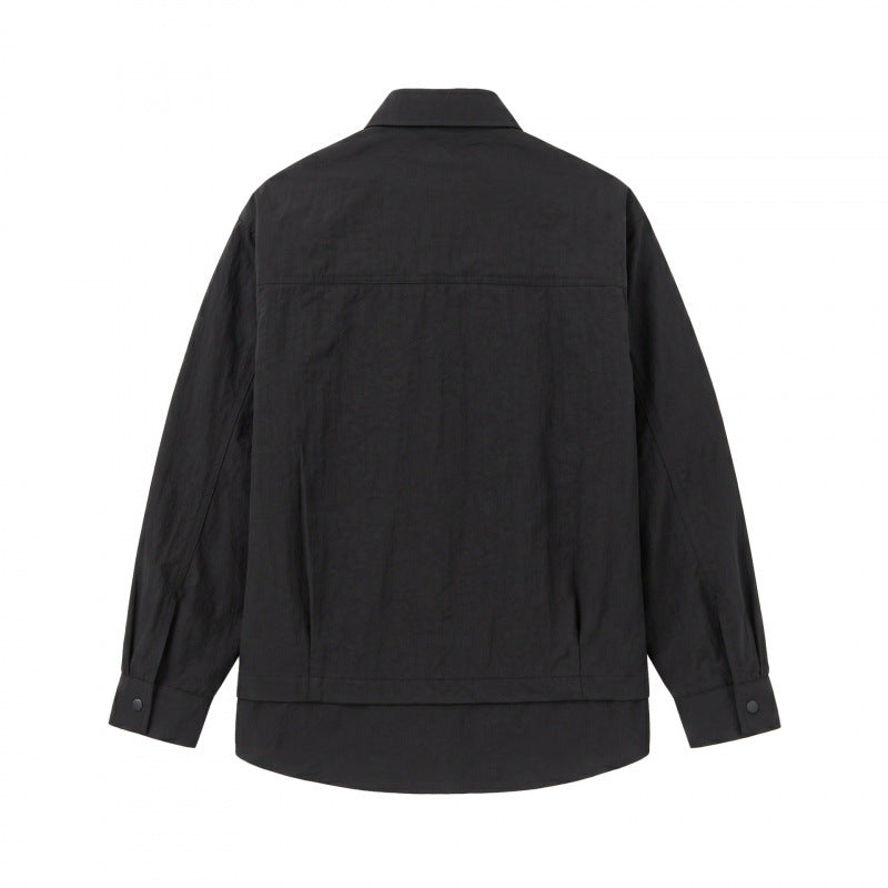 Unisex Oversized Shirt Jacket with Two-Layer Hem, Chest Welt Pocket and Structured Cotton Blend Fashion Glam