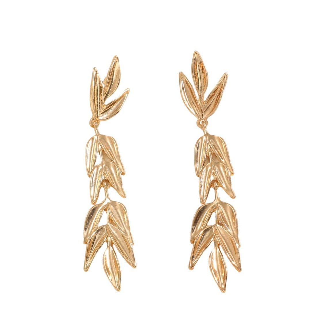 Women's Hanging Earrings with Elegant Leaf Design Fashion Glam