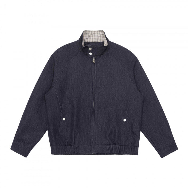 Men's lightly padded bomber-style blouson jacket with stand-up collar, checked lining and elastic hem Fashion Glam