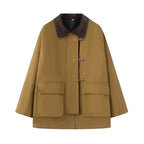 Women Oversize Short Coat with Toggle Closures and Cord Collar Fashion Glam
