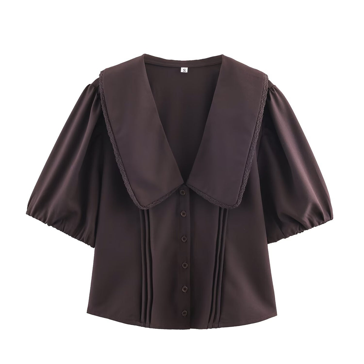 Ladies' blouse with oversized sailor collar, puff sleeves, and pleats Fashion Glam