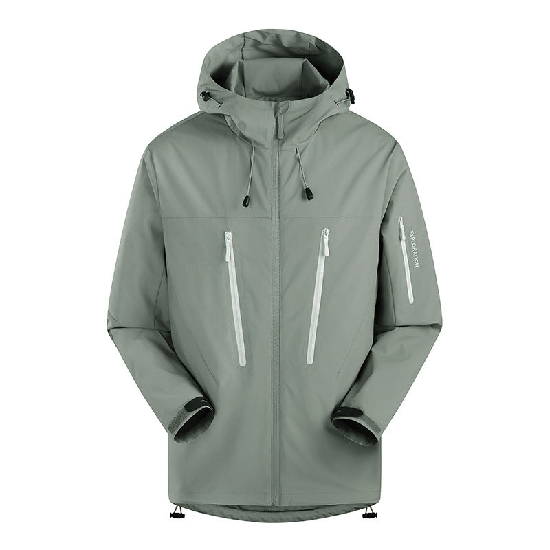 Men's Three-Layer Waterproof Breathable Hardshell Outdoor Jacket with Hood and Sealed Seams Fashion Glam