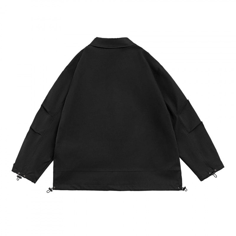 Unisex Oversized Blazer Jacket in Utility Look with Drawstring and Patch Pockets Fashion Glam