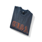 Unisex Oversize-Longsleeve Sweatshirt with Gothic Logo Embroidery and Washed Finish Fashion Glam