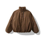Unisex Oversized padded short jacket with high stand-up collar and elastic hems Fashion Glam