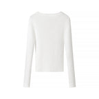 Women's Figure-Hugging Ribbed Long Sleeve with Grommet V-Neck Fashion Glam
