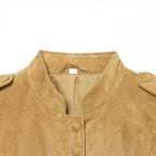 Women's suede military-style jacket with stand-up collar Fashion Glam