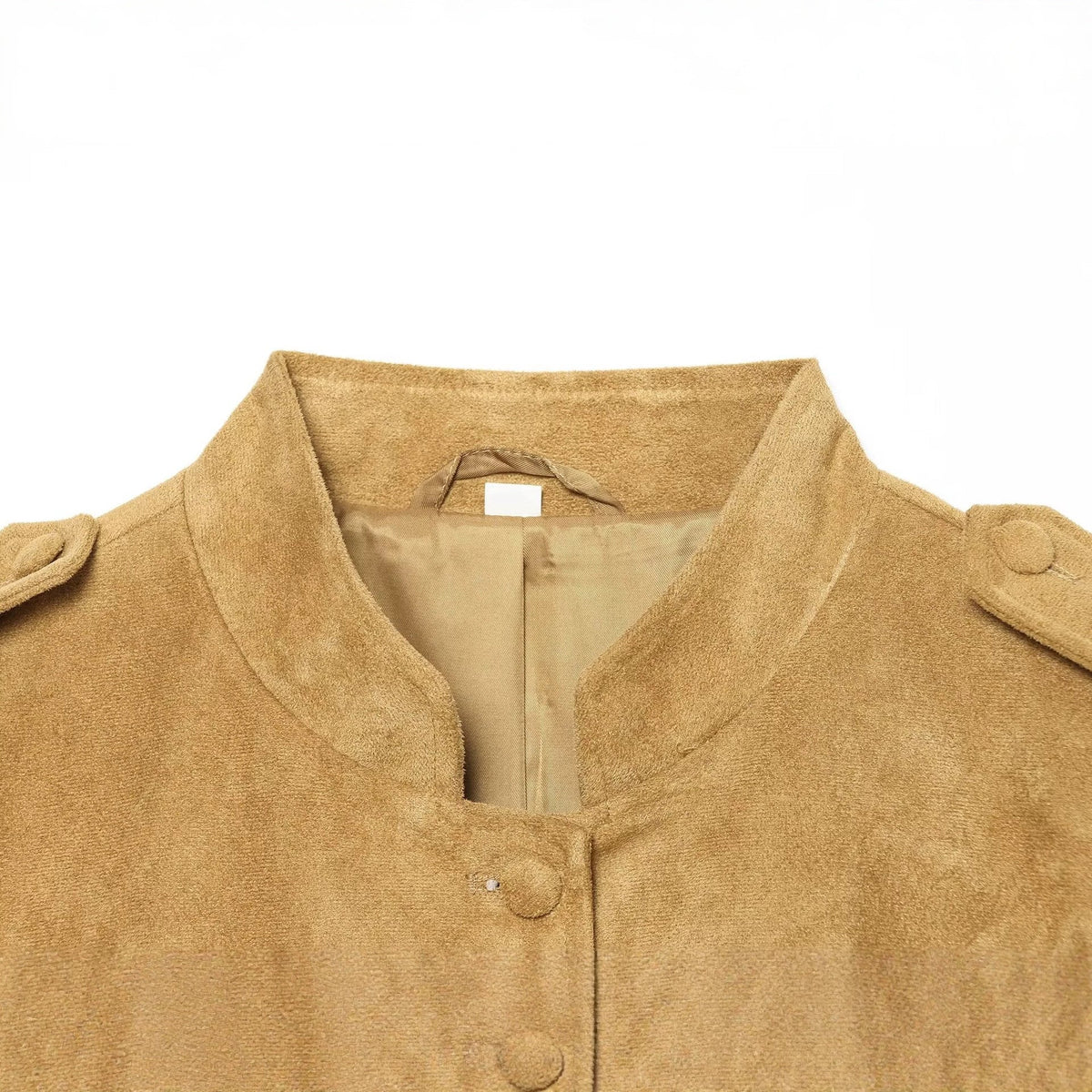 Women's suede military-style jacket with stand-up collar Fashion Glam