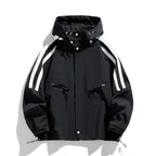 Unisex sporty-urban hooded windbreaker with contrast stripes Fashion Glam