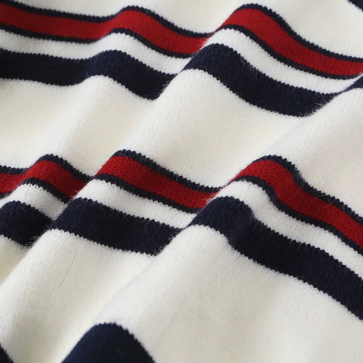 Ladies Striped Cardigan with Button Placket and Ribbed Hem Fashion Glam