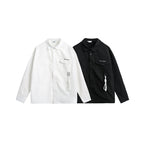 Unisex Oversize Shirt Jacket with Flap Pockets, Snap Button Placket and Carabiner Detail Fashion Glam