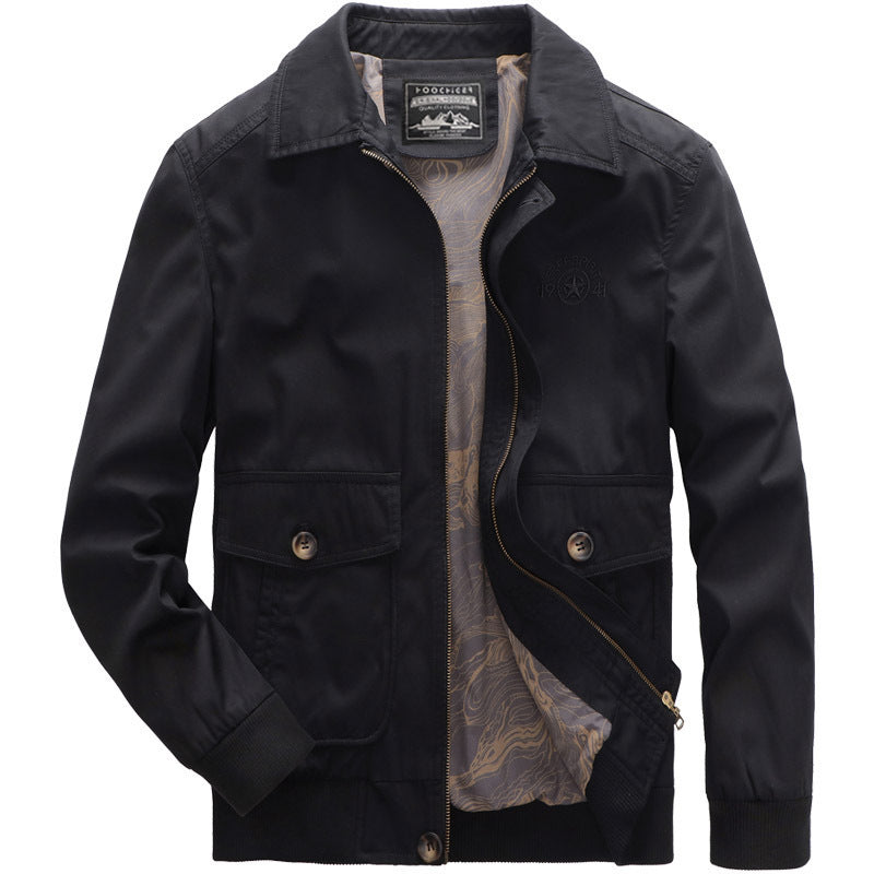 Men's lightweight field bomber jacket with stand-up collar and flap pockets Fashion Glam