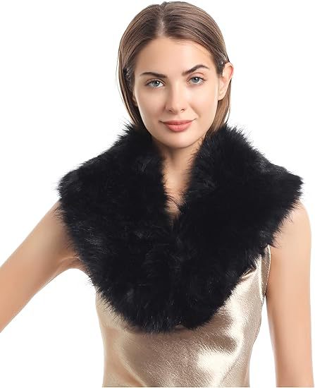 Ladies luxurious faux fur stole in loop design with voluminous shawl collar Fashion Glam