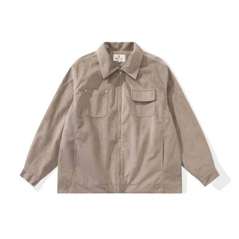 Unisex Boxy Overshirt Jacket made of fine cord structure with breast pockets and concealed zipper Fashion Glam