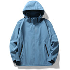 Men's Three-Layer Softshell Jacket with Hood, Wind Flap and Water-Repellent Zippers Fashion Glam