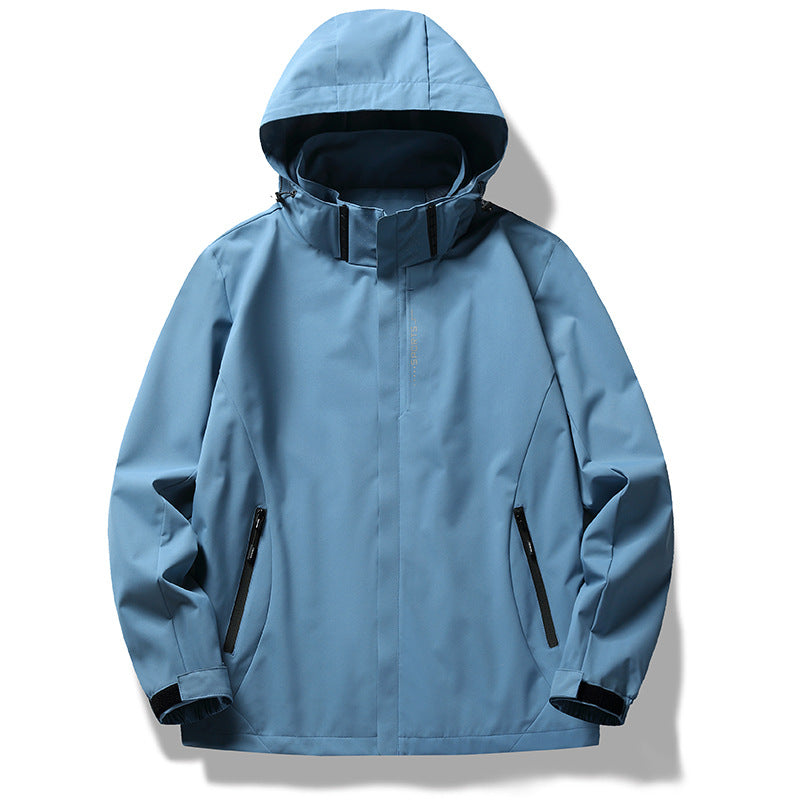 Men's Three-Layer Softshell Jacket with Hood, Wind Flap and Water-Repellent Zippers Fashion Glam