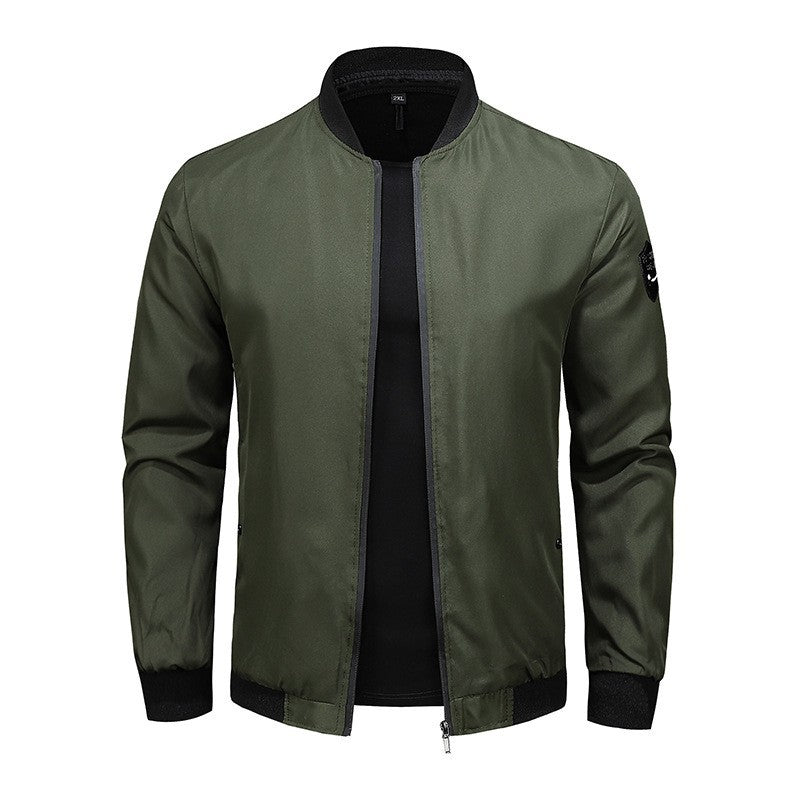 Men's urban lightweight bomber jacket with concealed two-way zipper, ribbed cuffs and arm pocket Fashion Glam