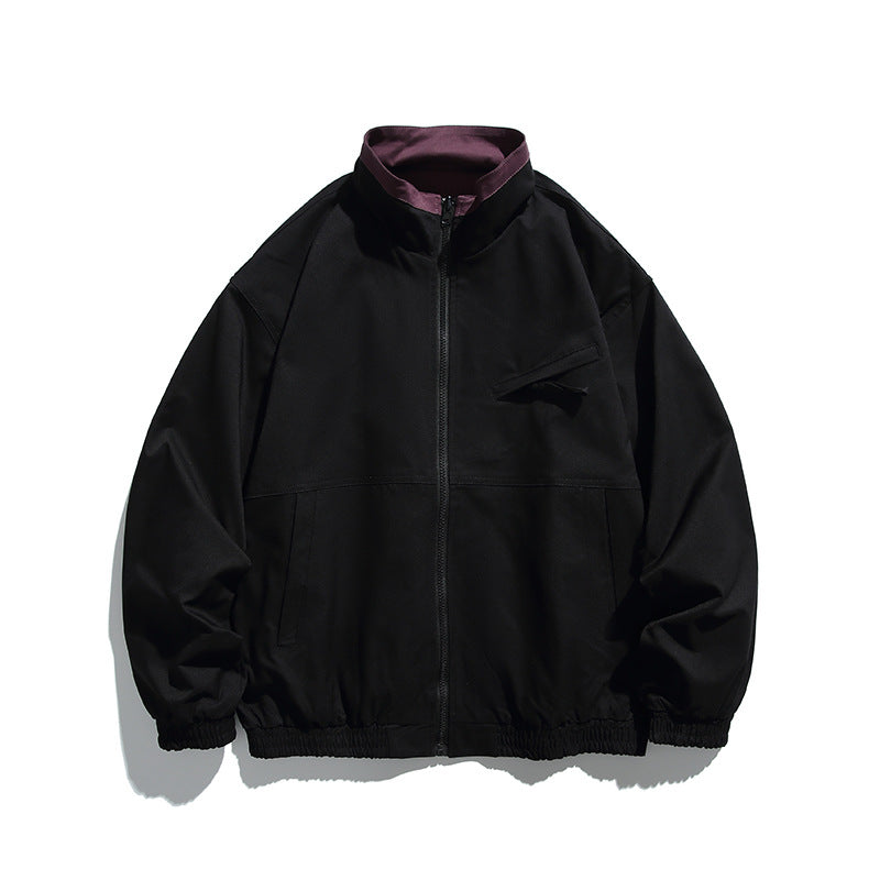 Unisex Boxy transitional jacket made of technical cotton blend with stand-up collar, front zipper, and concealed chest flap Fashion Glam
