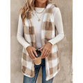Women Sleeveless Teddy Vest with Hood and Check Pattern Fashion Glam
