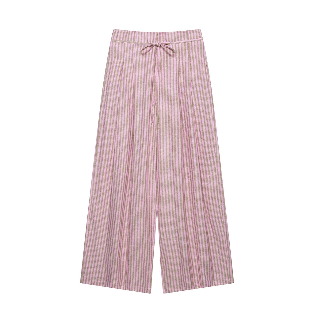 Women's High-Waisted Culotte Pants with Wide Leg, Drawstring and Front Slit Fashion Glam