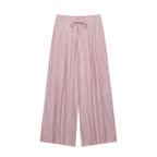 Women's High-Waisted Culotte Pants with Wide Leg, Drawstring and Front Slit Fashion Glam