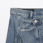 Women's Asymmetrical Denim Wrap Skirt with Inserts and Pockets Fashion Glam