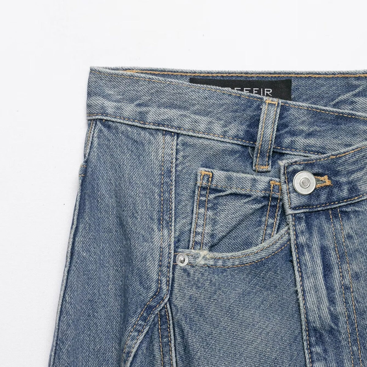 Women's Asymmetrical Denim Wrap Skirt with Inserts and Pockets Fashion Glam