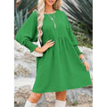 Women's Loose Babydoll Dress with Balloon Sleeves and Gathered Waist Fashion Glam