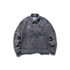 Men's Boxy Worker Jacket made of washed canvas with cord collar and zipper Fashion Glam