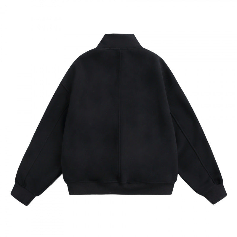 Unisex Oversize-Halfzip-Sweatshirt with Stand-up Collar and Flap Pockets Fashion Glam