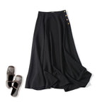 Women's maxi skirt with A-line, high waistband and decorative button placket Fashion Glam