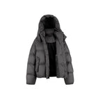 Women's Short Padded Crop Quilted Jacket with Volume Hood and Concealed Snap Placket Fashion Glam
